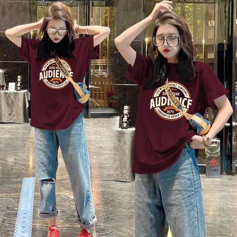 Áo Thun Cotton Ngắn Tay, Dành Cho Nữ, Ngoại Cỡ, Dáng Rộng Vừa Vặn, In Hình, Dài Trung Bình Mùa Hè 2024 Hàng Mới Về, Áo Nam