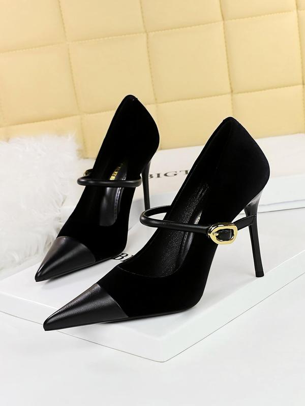 Women's Minimalist Temperament Solid Color Pointed Toe Stiletto Heels, Elegant Buckle Design High Heels for Party, Fashionable Heels for Women, Gift Ideas for Women Heelys, Shoes for Women 3