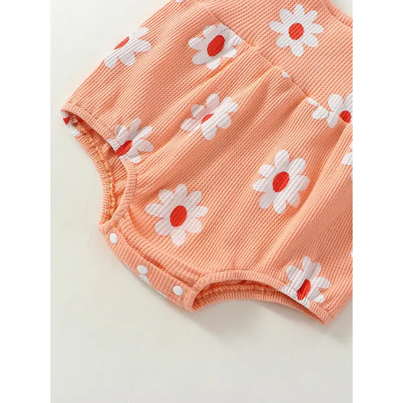 Bộ Áo Jumpsuit Quần Cho Em Bé Gái, Không Tay, In Hoa, Áo Liền Quần Và Băng Đô 7