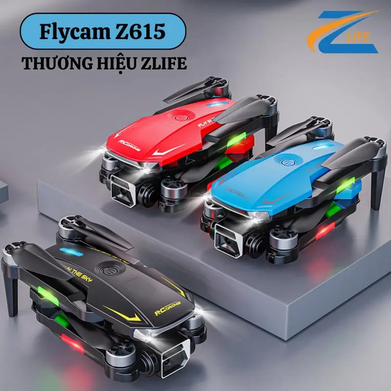 Máy Bay Flycam Z615 Drone Hiệu Zlife, Camera Full HD Quay Phim Chụp Ảnh, Định Vị Vệ Tinh GPS 5G, Động Cơ Không Chổi Than, Thời Gian Bay 10 Phút/Pin, Phù Hợp Cho Các Bạn Đang Tập Bay Silicone, Có Đèn Trợ Sáng Bay Ban Đêm 2