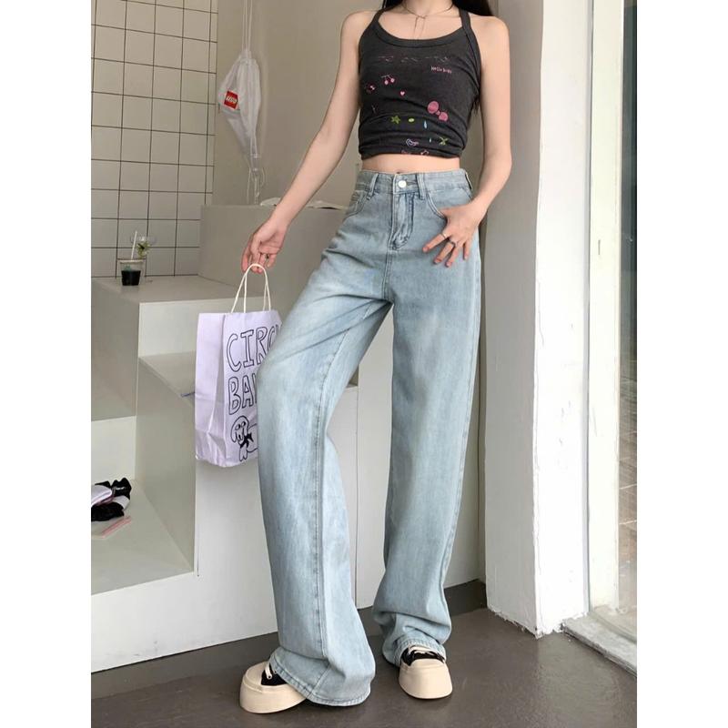 Quần jean bò ống rộng suông xuông nữ jeans cạp cao phong cách style ms19 Women Pants Voi 5