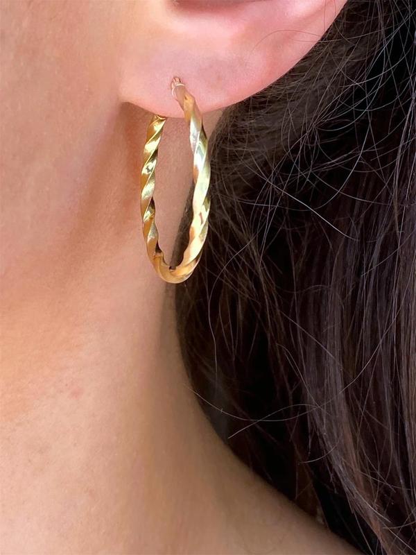 Women's Elegant Texture Metal Hoop Earrings, Gorgeous Trendy Hoop Earrings, Fashionable Vintage Jewelry As Birthday Gift 6