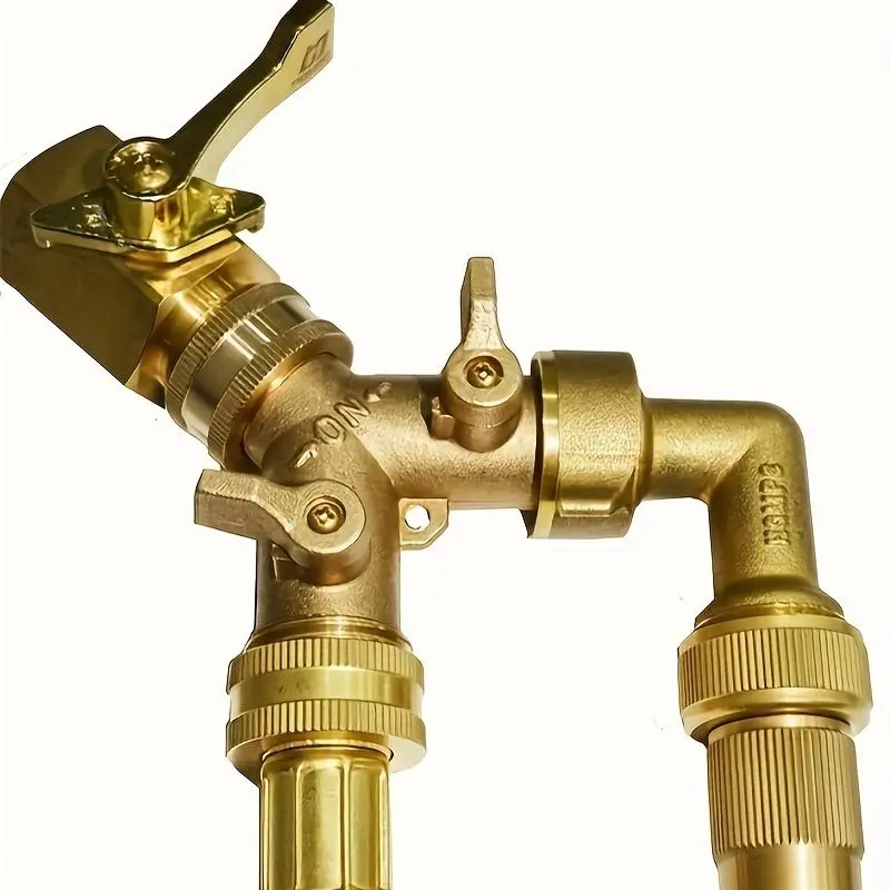 Garden Hose Y Shape Valve, 1 Count Rotatable Brass Hose Separator with Solid Brass Handle, High-pressure Water Garden Hose Adapter 5