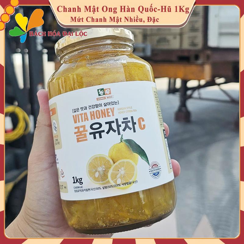 Chanh Đào Mật Ong Hàn Quốc Loại 1 (Lọ 1 kg), Siro Chanh Mật Ong Hàn Quốc Nhập Khẩu Trực Tiếp Thức Ăn