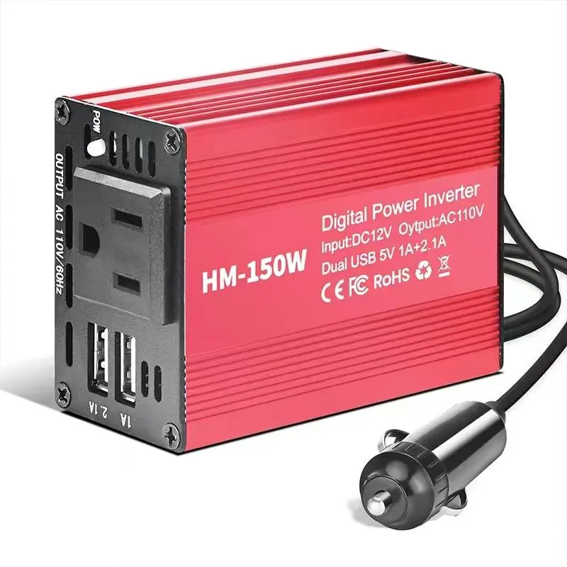 DC 12V to AC 110V Car Power Converter, 150W Portable Car Charger, Multifunctional Charging Socket, Car Conversion Power 0