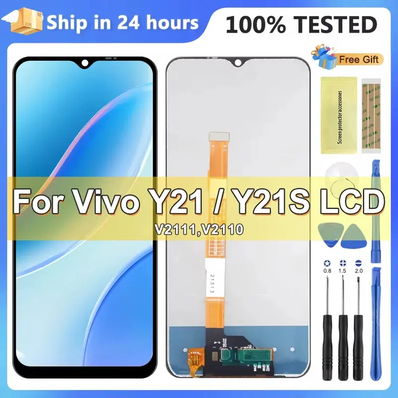 Original 6.51'' For Vivo Y21S LCD V2110 Display Touch Screen Digitizer Assembly Replacement For Vivo Y21 LCD V2111 Display Frame