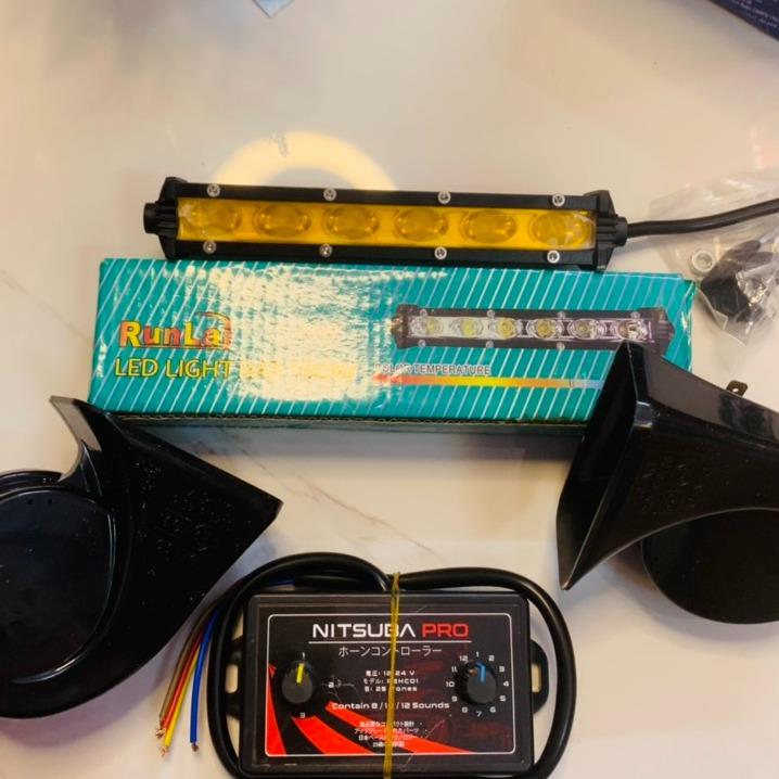 Combo Tạch Tè Còi Kèn + Led Bar 20cm + Nhại Còi Cho Xe Máy, Ô Tô - Phụ Kiện Xe Máy - Phụ Tùng Ô Tô