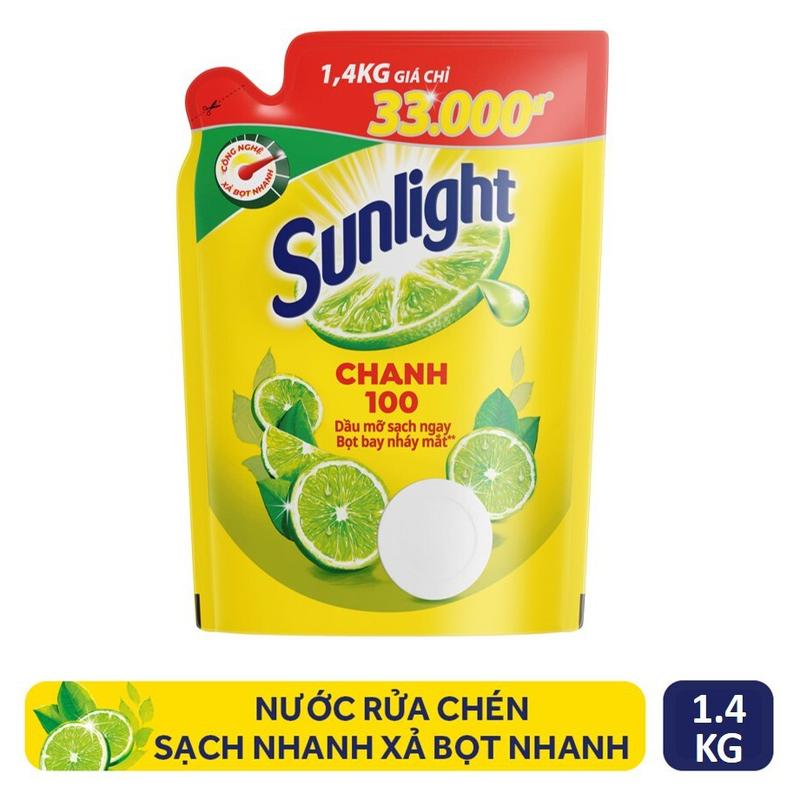  Nước rửa chén bát Sunlight Chanh túi 1.4kg 