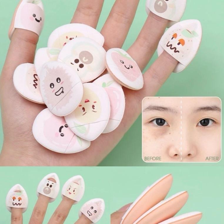 [MNS] Set 5 miếng mút mini đeo ngón tay đánh kem nền, che khuyết điểm, phấn nước , má hồng, dùng cả ướt và khô hình trái cây ngộ nghĩnh 0