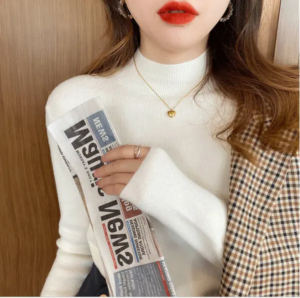 AJW [TC] Atasan Rajut Turtleneck Wanita Lengan Panjang | Iner Rajut Turtleneck Knit | Baju Dalaman Turtleneck 4
