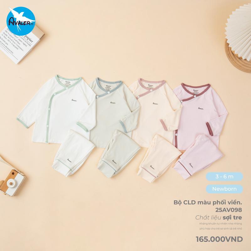   Avaler Chính Hãng  Bộ Quần Áo Sơ Sinh Dài Tay Avaler Phối Viền Họa Tiết  Vải Sợi Tre Cao Cấp Mềm Mịn Cho Bé Mẫu Mới 