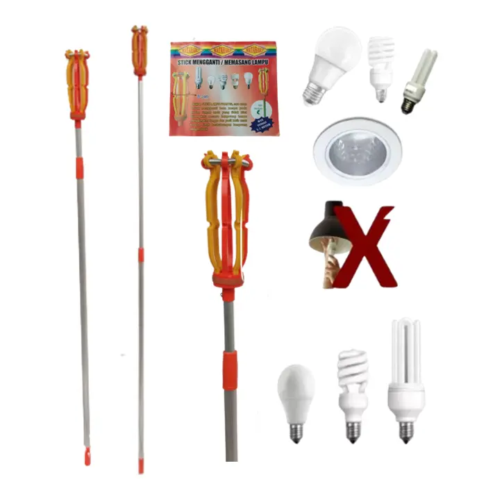 Tongkat Lampu Tongkat Pengganti Lampu 2 In 1 Stik Lampu Alat Pasang Lepas Ganti Lampu Bohlam Plastik Lamp pemasang 6