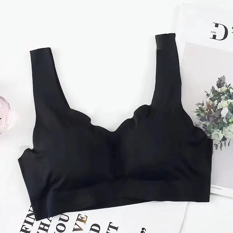 Japanese Peace of Mind Four Generations Ice Silk Seamless Underwear Women's One-Piece Beautiful Vest Bra Wireless Sports Sleep Bra Fashion