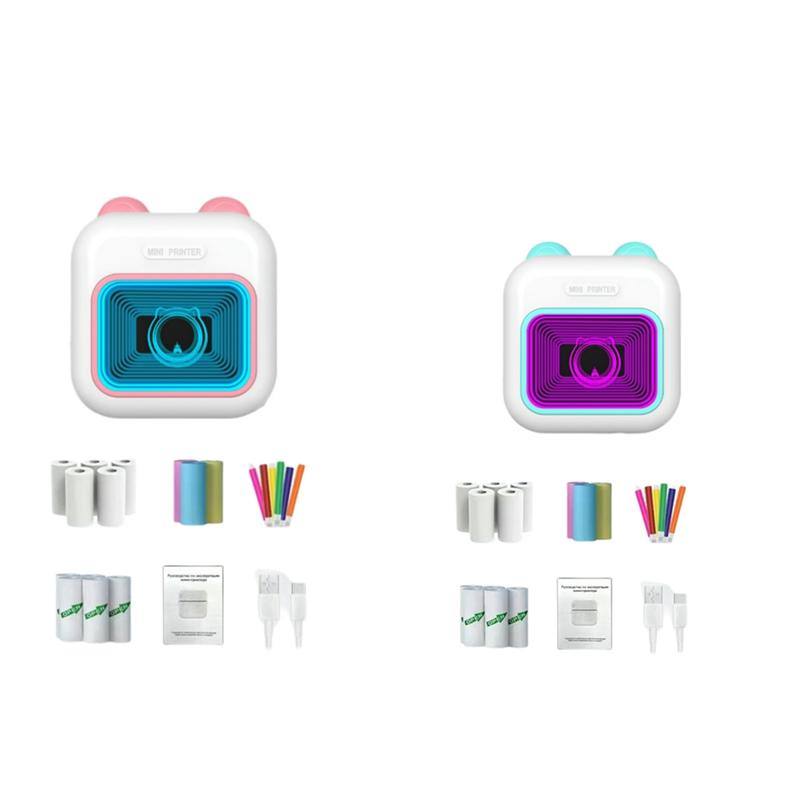 Máy In Nhãn Dán Mini, Đèn RGB Bluetooth, Máy In Nhiệt Không Mực Bỏ Túi, Với 10…