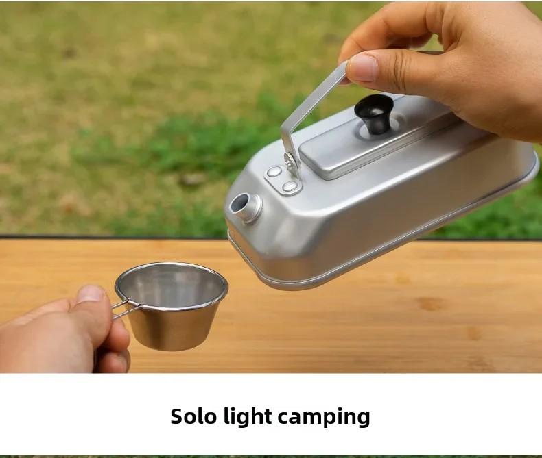 Product Introduction of Camping Outing Folding Handle Aluminum Lunch Box Outdoor Mountaineering Lightweight Portable Lunch Box Tableware 5