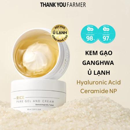 Kem Gạo Dưỡng Trắng Ủ Lạnh Gangwha Hàn Quốc THANK YOU FARMER Cấp Ẩm, Da Căng Mịn, Cân Bằng Dầu 80ml 1