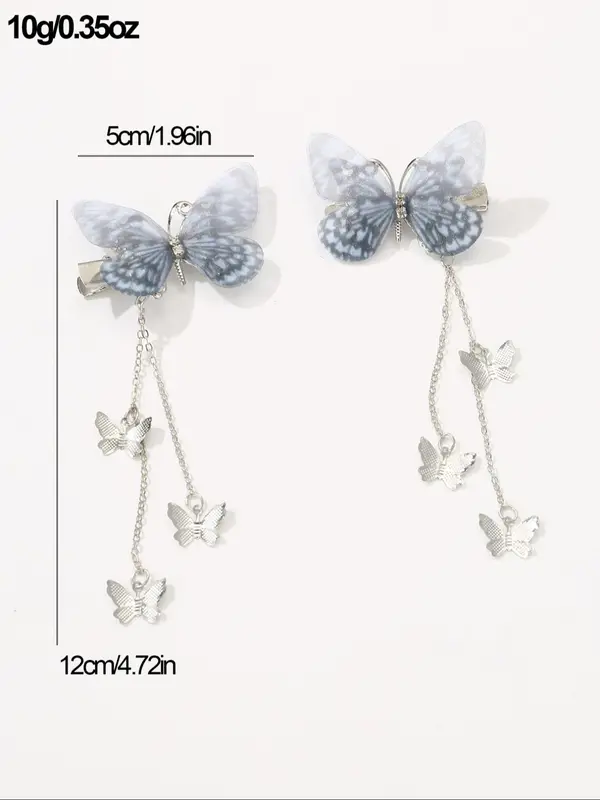 Women's Elegant Rhinestone Decorated Butterfly Design Hair Clips, Exquisite Trendy Hollow Out Butterfly Hair Clips, Fashionable Hair Accessories for Daily & Party Decoration 7