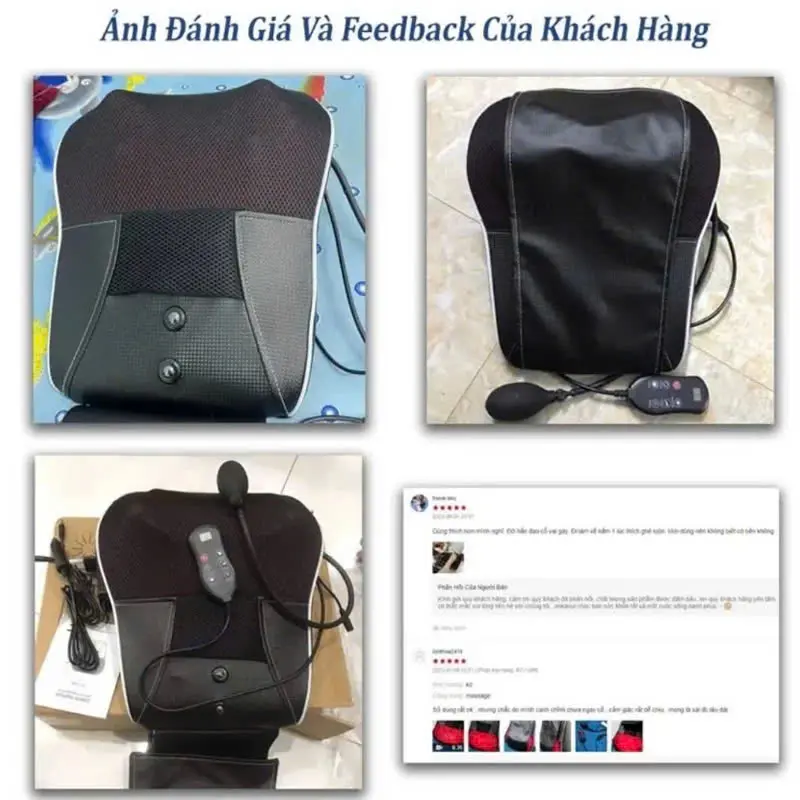 Gối massage hồng ngoại cao cấp có remote cầm tay động cơ rung, Máy mát xa cổ vai gáy lưng chân có nam châm từ tính, 20 bi xoay, bóp khí cầm tay hỗ trợ matxa toàn thân 8