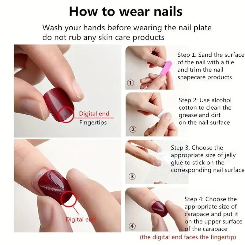 Medium Glitter False Nail, 24pcs Glossy Fake Nail & 1 Count Tape & 1 Count Nail File, Press on Fake Nail for Women & Girls DIY Nail Art 6