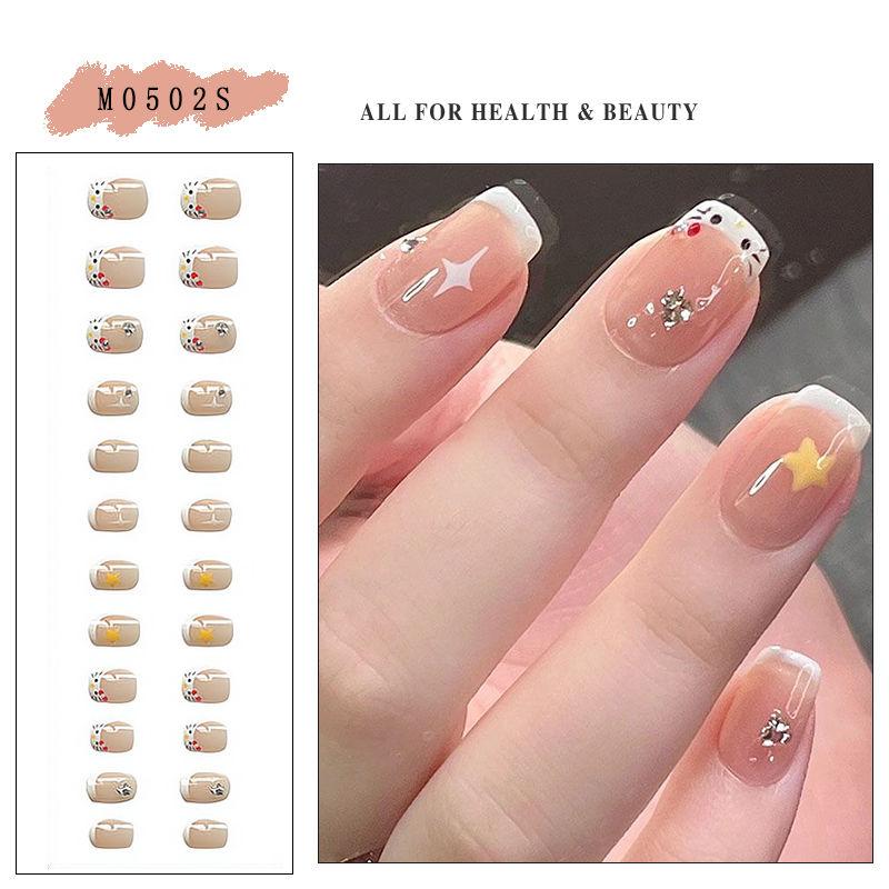 Product Introduction of [Summer Dopamine]Y2K Purple Star Fake Nails 2025 New Ice Nude Nail Patch Cute and Sweet Easy to create fingertip fashion    linhpressonnails 7