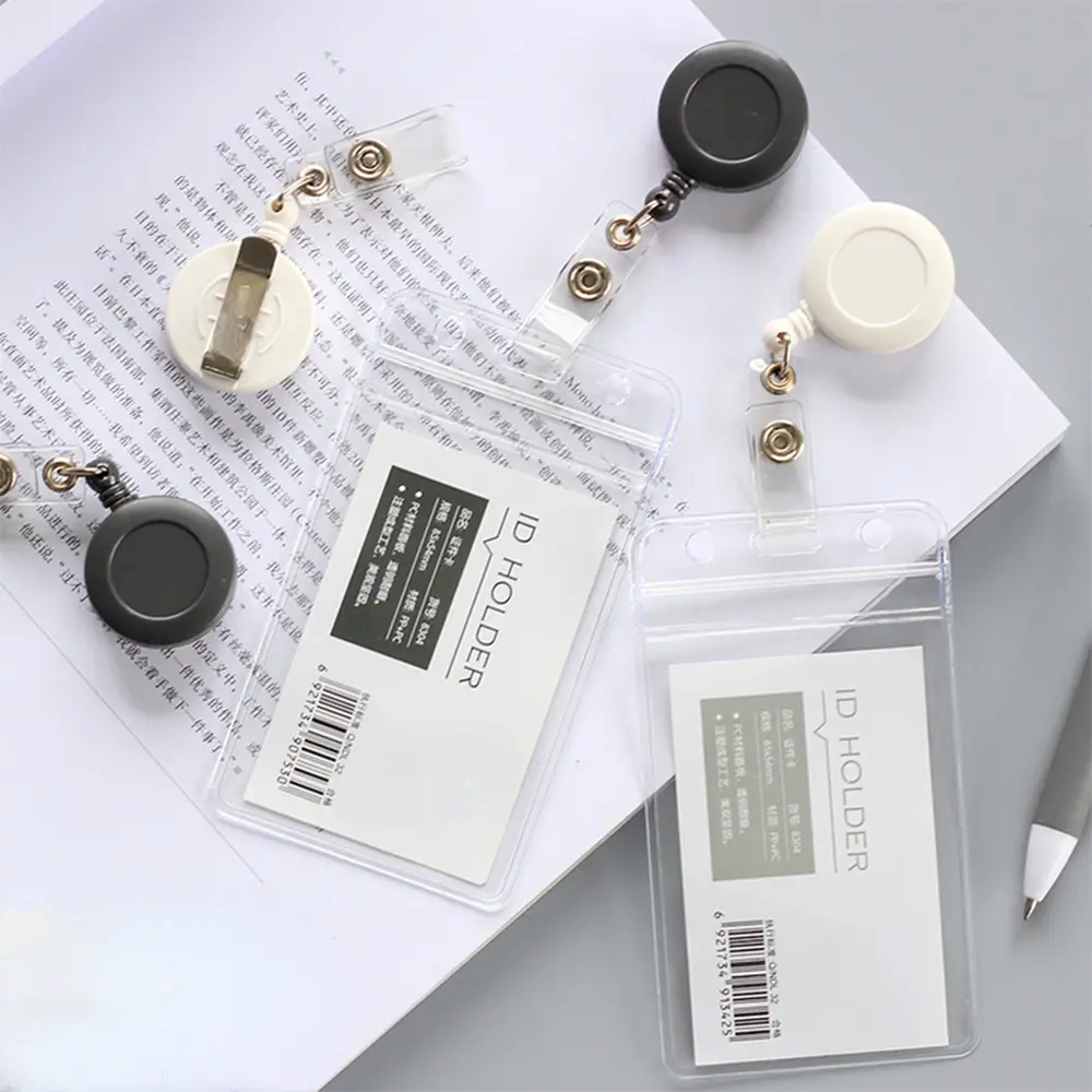 Transparent Badge Holder Staff ID Tag Work Card Cover Case Pass Access Bus Card Sleeve Bank Credit Card Protector Badge Holder