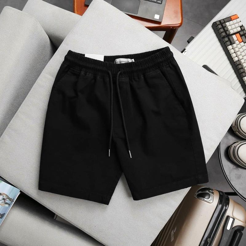 Quần Short Kaki Nam Lưng Thun Trắng Đen Menswear Có Túi Quần Lửng 4