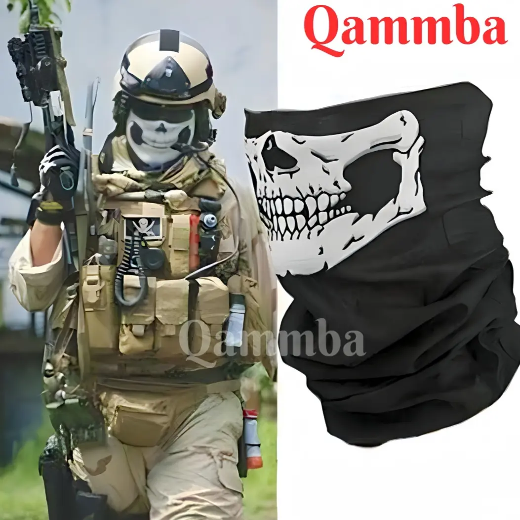 6 PCS Buff Bandana Multifungsi Anti UV Motif Kopaska / Face Mask Rahang Tengkorak / Bikers Scarf Seamless Kain - QAMMBA