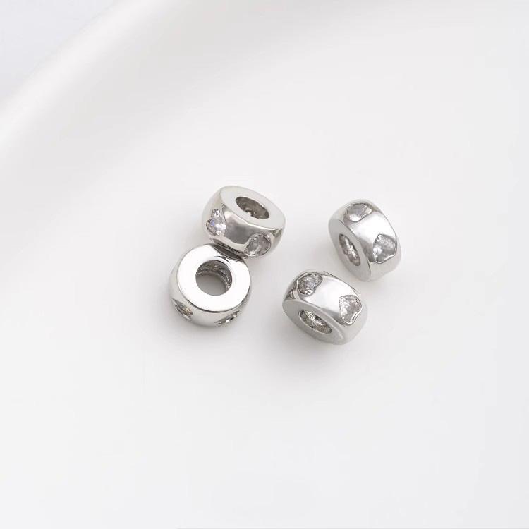 Product Introduction of Phụ Kiện Trang Sức Chuỗi Thủ Công Hạt Specar Cỏ Ba Lá Trái Tim Zircon Bạch Kim Mạ Đồng, Hạt Specar Lỗ Lớn 23