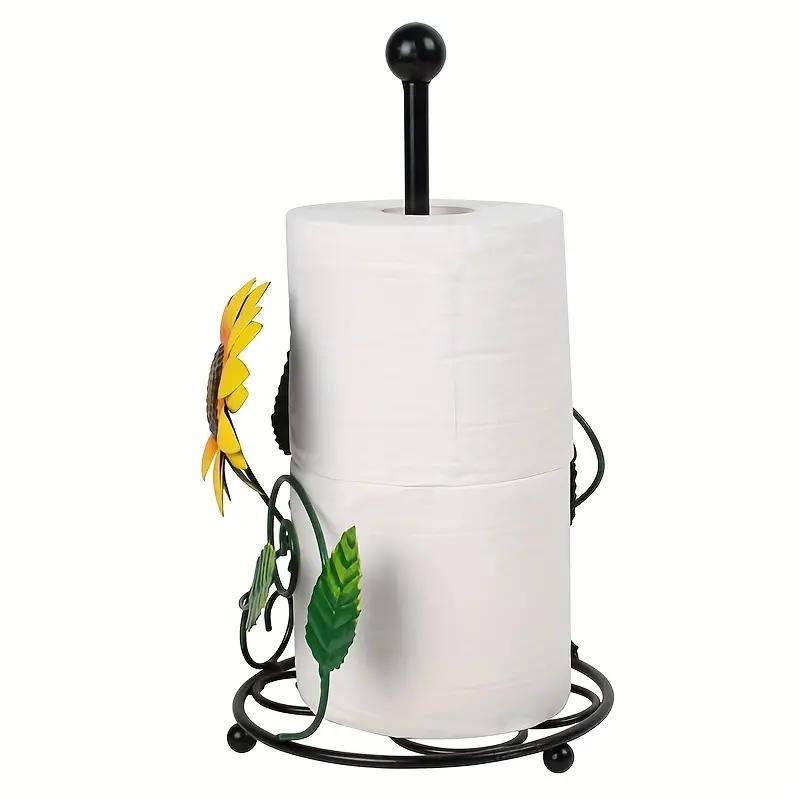 Product Introduction of Sunflower & Butterfly Design Paper Roll Holder, 1 Count Creative Household Iron Art Storage Rack, Paper Towel Holder for Home Bathroom Kitchen 6