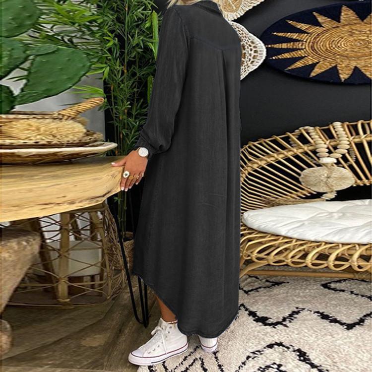 Product Introduction of 2024wish Popular Denim Long Skirts New Blouse Collar Denim Casual Skirt Dress 7