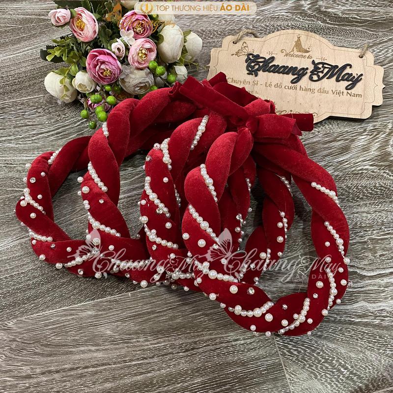 Mấn đội đầu đội áo dài cách tân nữ truyền thống Chaang may thiết kế phù hợp chụp hình dự tiệc lễ tết Đẹp Women Nhung