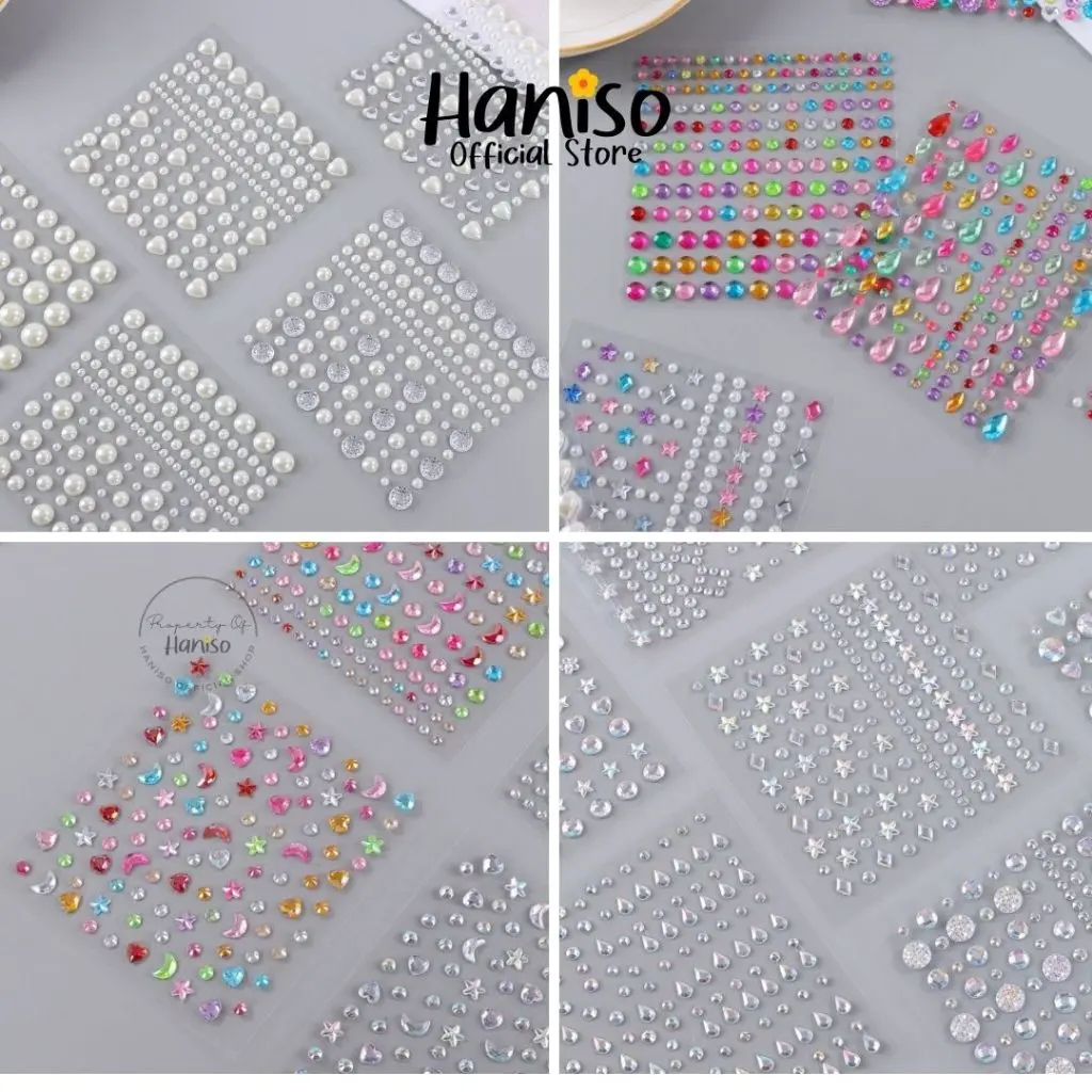 HANISO Stiker Manik Rhinestone Diamond Eye Make Up Sticker 3D Langsung Tempel