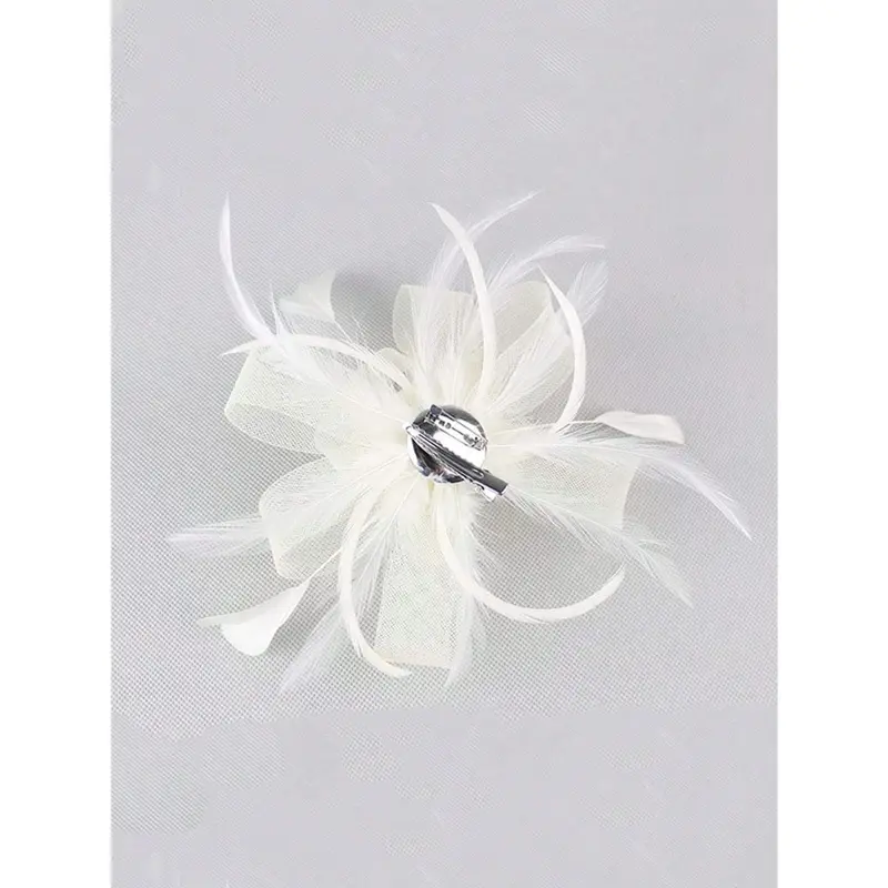 Fascinator Pillbox Hats For Women Feather Flower Church Derby Headband Clip Wedding Tea Party Hat 7
