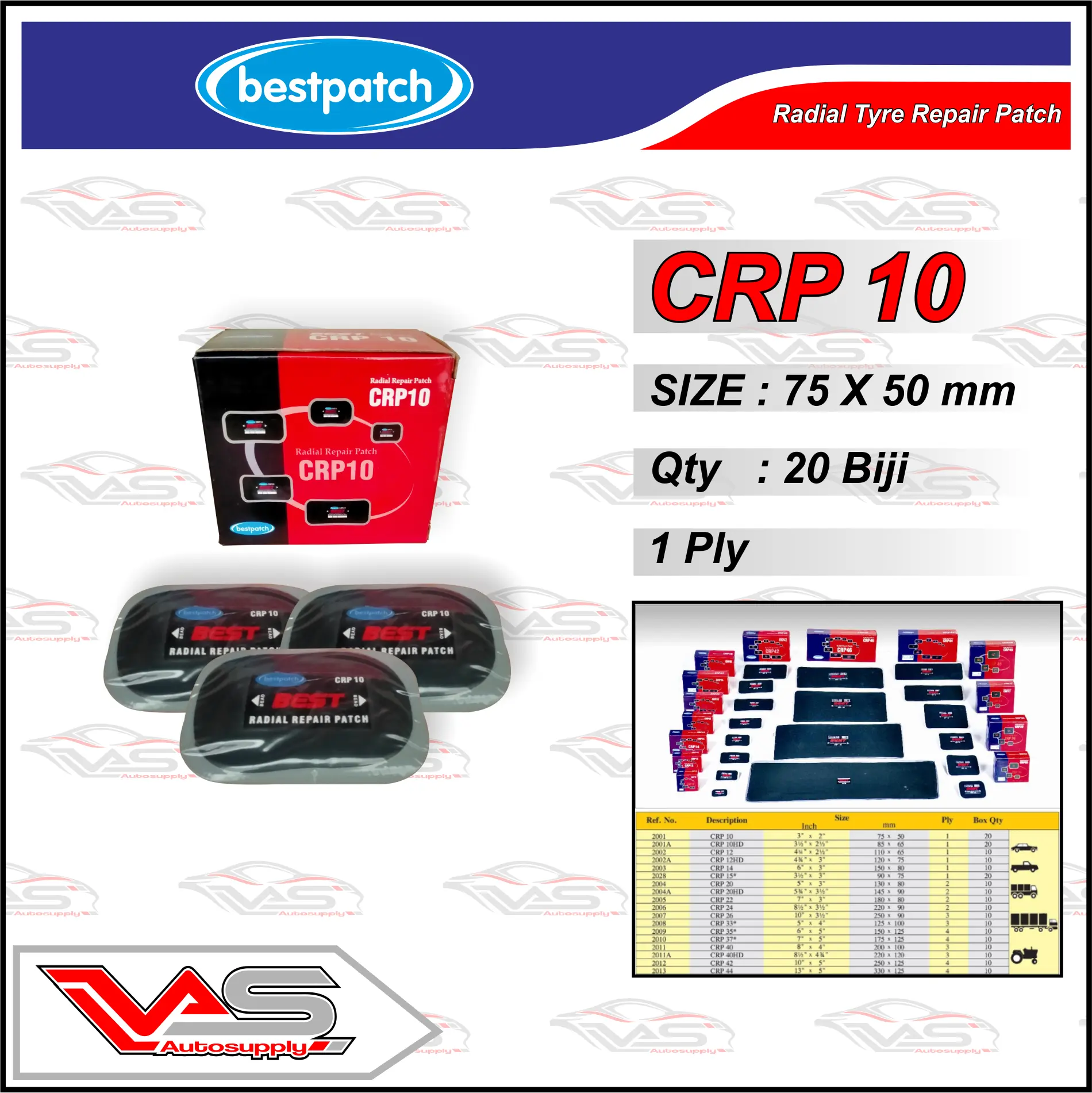CRP10 Bestpatch Radial Repair Patch 1box