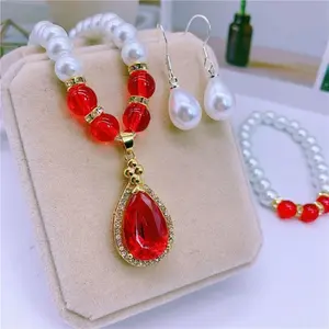 Kalung Manik Manik Liontin Tetesan Air Permata Kalung Fashion Etnik Modern