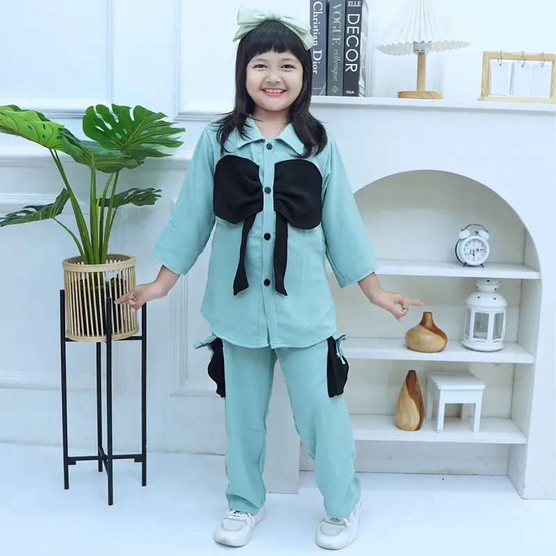 YA018 Baju anak perempuan usia 4-12 tahun setelan kupu kupu celana kargo Fashion 6