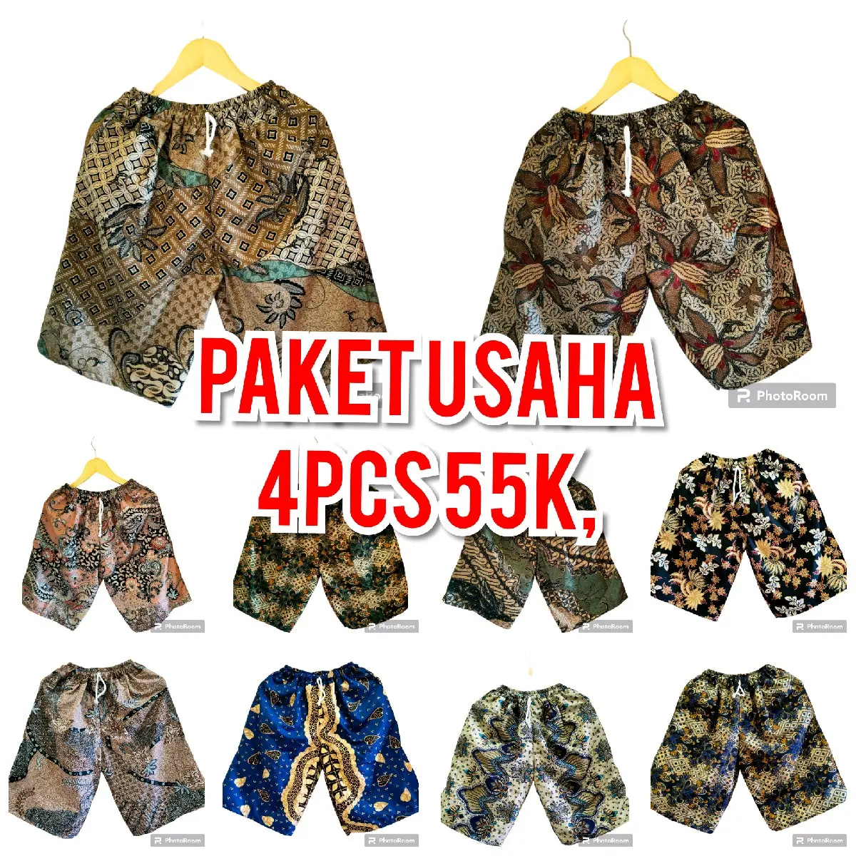 Paket usaha, /4pcs cuma 55ribu/ celana kolor/celana pendek/celana batik/celana murah/pakaian bawah/celana pria/wanita/bisa bayar di tempat cod/katun/santai/kolor batik Bunga dewasa karet Katun Motif Panjang Standar Standar Pria