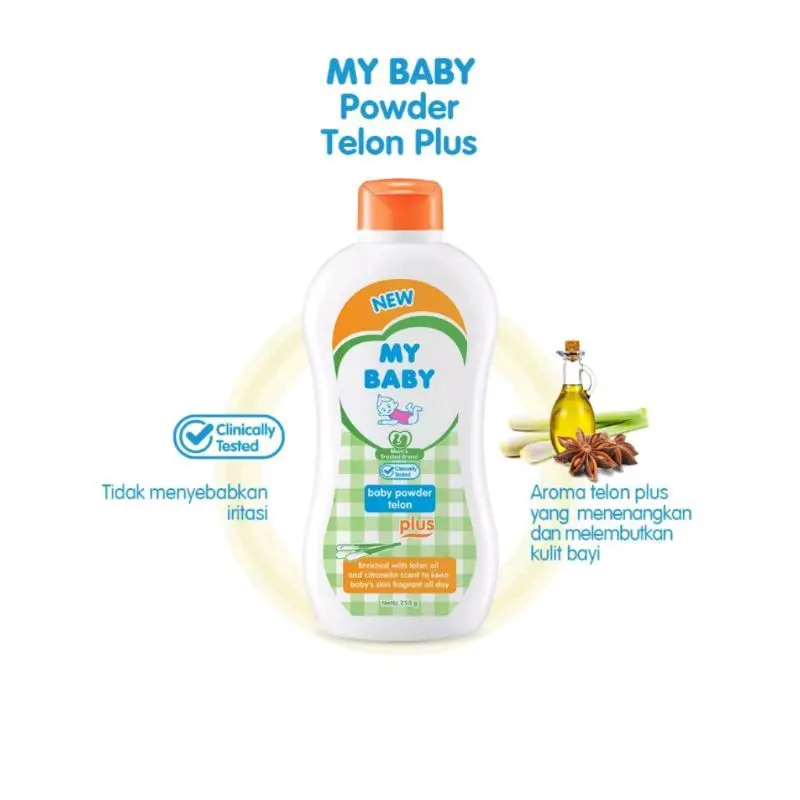 My Baby Powder Telon Plus 100gr + extra 25gr | Bedak Tabur kulit Bayi tulisan Biru 1