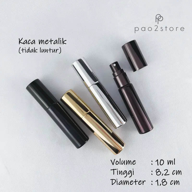 Botol Spray 10ml Kaca Metallic / Metalik Coated - Parfum Travel Size Isi Ulang Decant Aluminium Glass 0