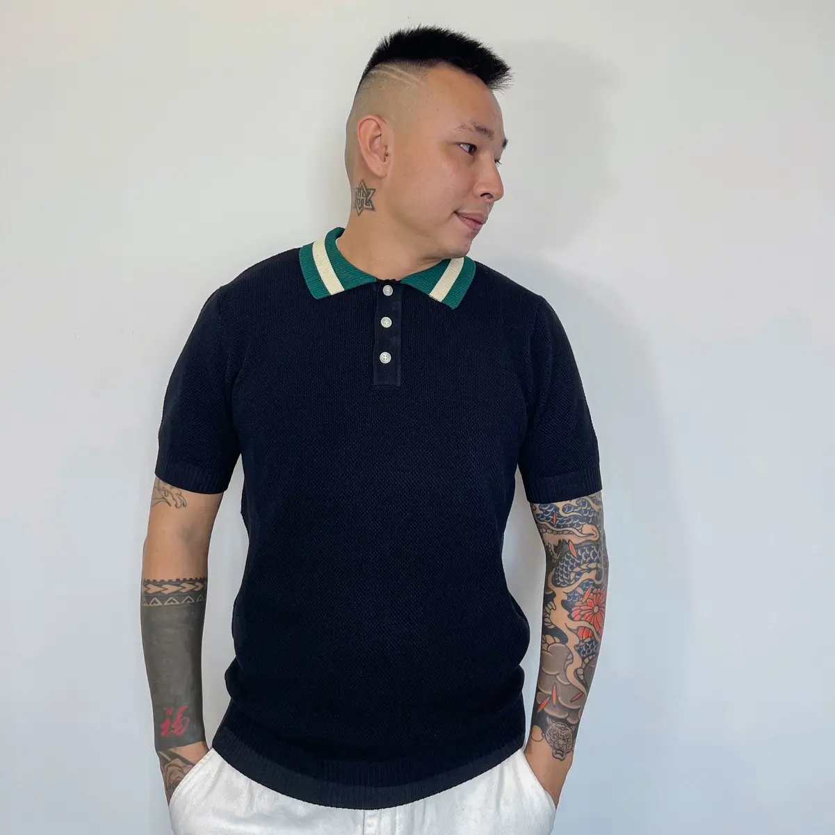 Áo polo nam cổ phối xanh khói ( ae nhớ xem bảng size