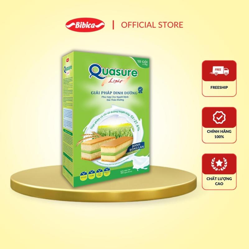 BAO BÌ MỚI - Combo Mix 2 Bánh Bông Lan Quasure Light Bibica 180g (Vị Dâu & Cốm) - Thực phẩm dành cho người ăn kiêng, tiểu đường 2