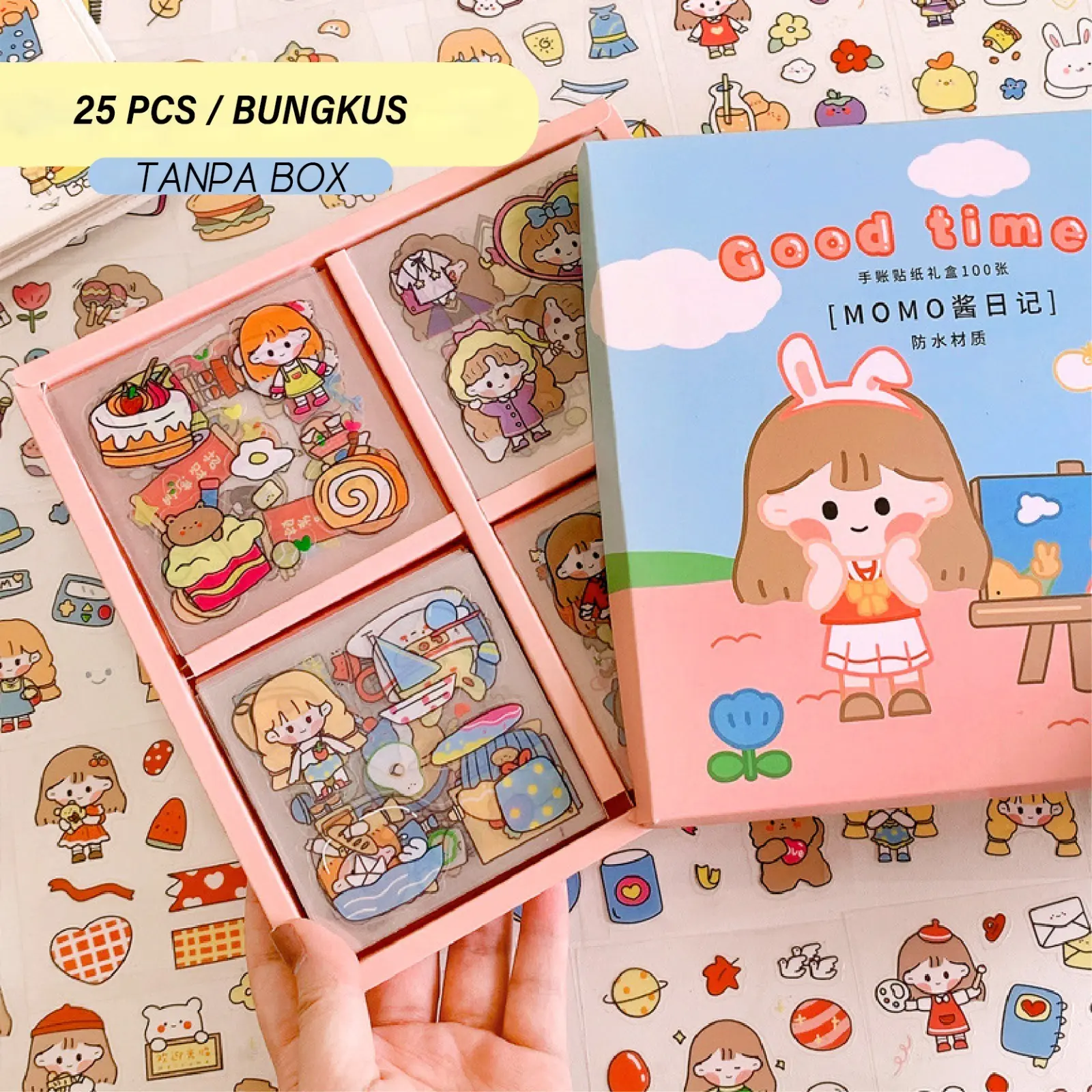 Sticker Girls Momo 25pcs/48pcs Stiker Motif Kartun Untuk Dekorasi Diary Aesthetic/ Anti Air Untuk Dekorasi Import