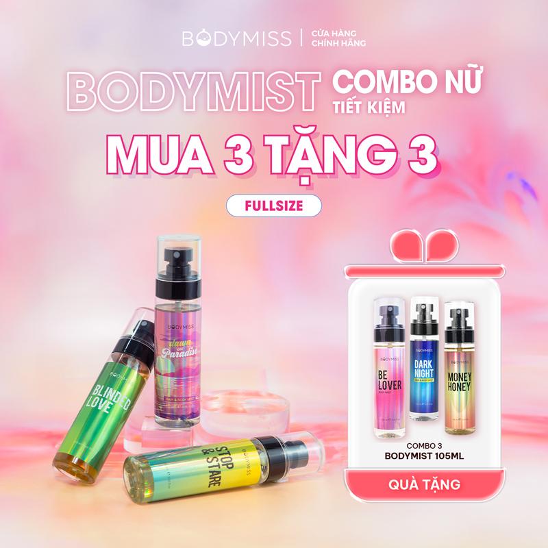 [MUA 3 TẶNG 3 FULLSIZE - COMBO NỮ] Body mist Lưu Hương Lâu Chính Hãng Cho Nam Nữ Unisex, Bodymist Thơm Lâu Body Cho Học Sinh Sinh Viên Chai Lớn & Nhỏ - BODYMISS Perfume Cosmetic Nước Hoa Xịt Thơm