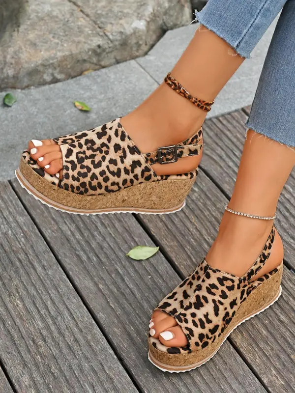 Women's Fashionable Denim Design Platform Sandals, Casual Comfortable Wedge Sandals for Beach, Fashion Shoes for Party, Daily Clothing Decor, Footwear 4