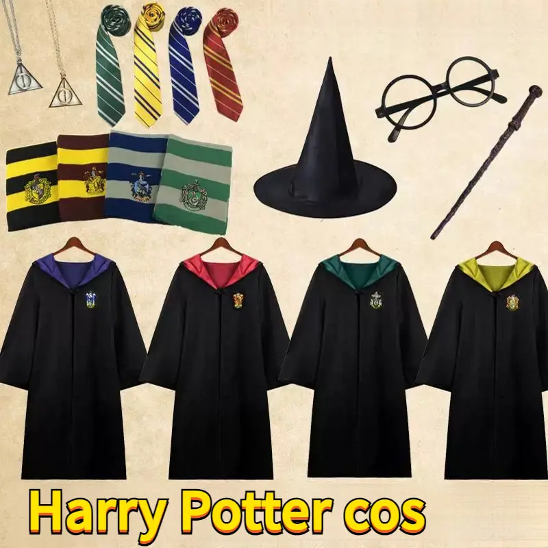 Trang phục Harry Potter, Áo choàng ma thuật, Cosplay, Bộ đầy đủ, Gryffindor, Dành cho người lớn và trẻ em, Nhập vai, Đồng phục trường phù thủy, Áo choàng, Thích hợp cho Halloween