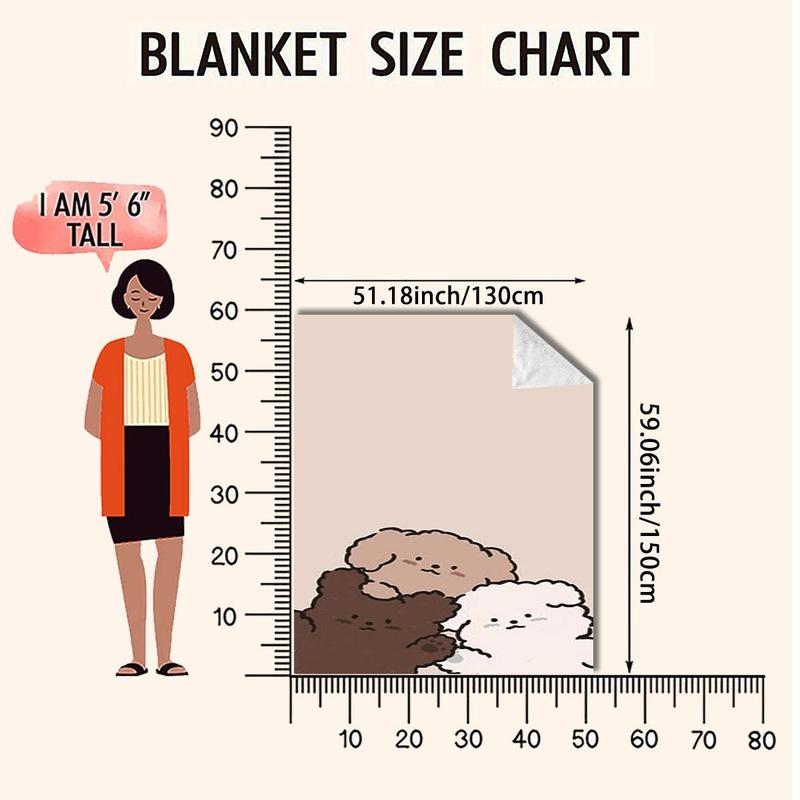 Cute Dog Pattern Double Sided Thickened Warm Blanket, Soft Comfortable Throw Blanket, Air-conditioned Room Blanket, Warm Nap Blanket for Home & Office 6