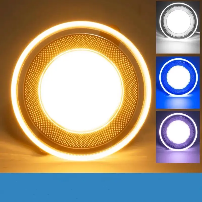 LAMPU DOWNLIGHT LED 3 WARNA 6WATT / KUNING BIRU UNGU / PUTIH KUNING WARMWHITE / PANEL LED /LAMPU PLAFON Saklar 2