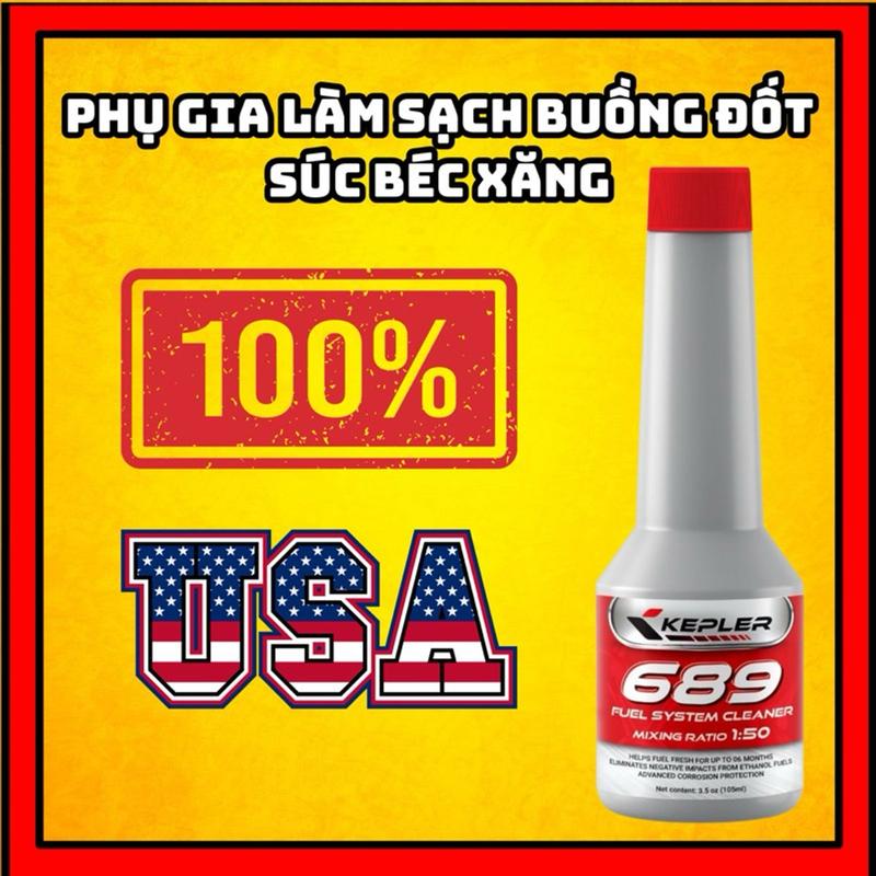 Phụ gia súc béc xăng 105mL KEPLER FUEL SYSTEM CLEANER làm sạch buồng đốt cho xe máy làm sạch cặn cacbon kim phun xăng