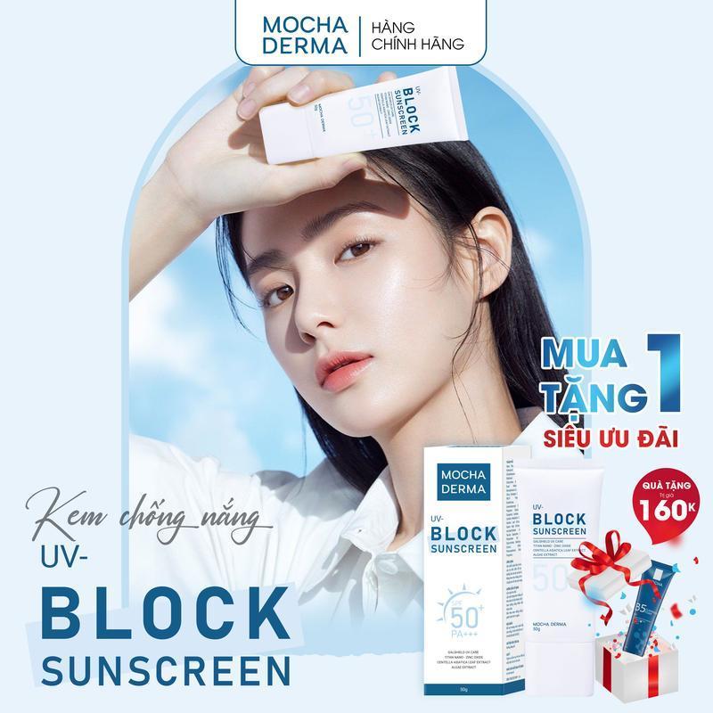 Kem Chống Nắng Mocha Derma SPF 50+ Dành Cho Mọi Loại Da Mua 1 Được 1 Sữa Rửa Mặt Skincare Nữ Sunscreen Chăm Sóc Da Women Dưỡng Ẩm Da