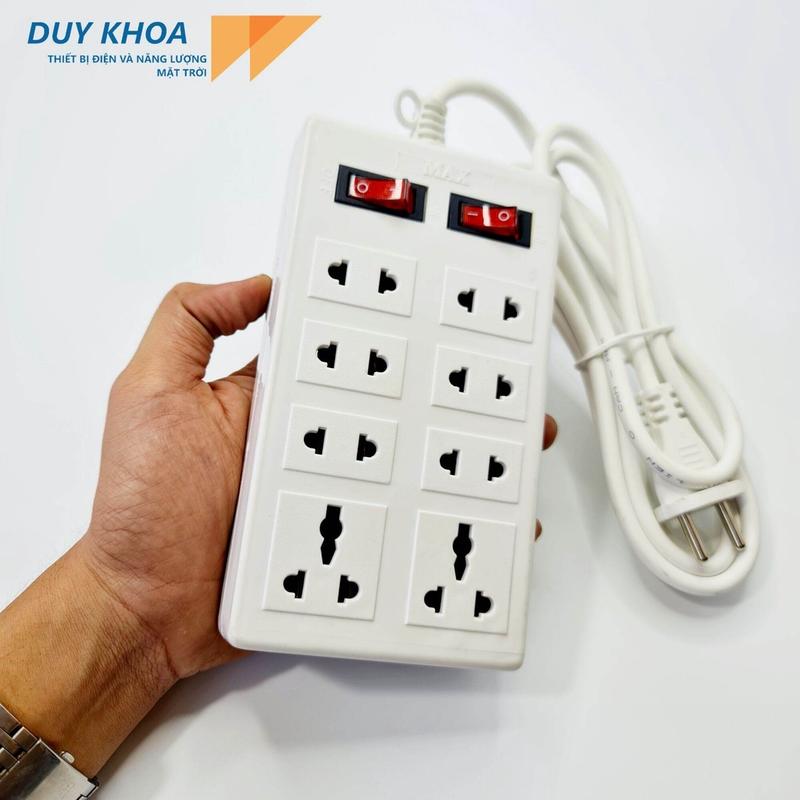 Ổ Cắm Điện 8 Lỗ Cắm Dây 5m - 3m (2 Công Tắc) Màu Trắng Vinamax vn ổ cắm đa năng